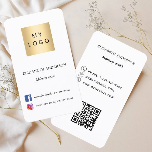 Logo Qr code social media white black Business Card