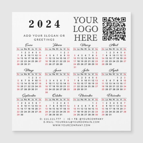 Logo QR Code Spanish 2024 Business Calendar Magnet