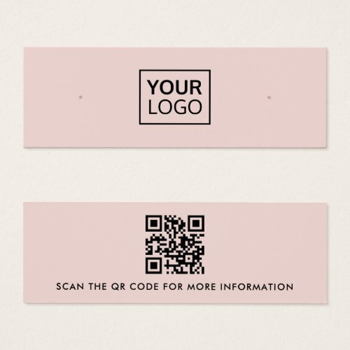 Logo QR code stud earring blush pink display card
