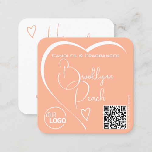 Logo QR Code Template Calligraphy Orange Heart Square Business Card