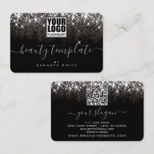 Logo QR Code Template Luminous Platinum Silver  Business Card