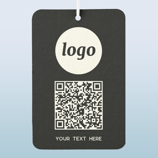 Logo QR Code Text Business Promotional Black Air Freshener (Simple logo QR code custom text business branding promotional car motor vehicle air freshener)