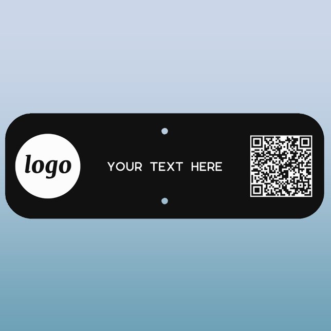 Logo QR Code Text Business Promotional Black Metal Sign (Simple logo with QR code and custom text business branding promotional metal sign)