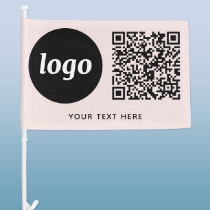 Logo QR Code Text Business Promotional Blush Pink Car Flag