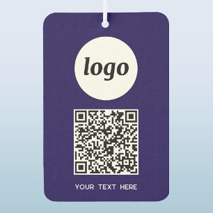 Logo QR Code Text Business Promotional Navy Blue Air Freshener
