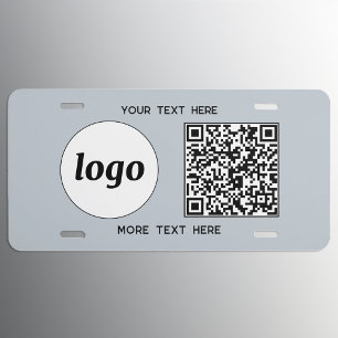 Logo QR Code Text Business Promotional Powder Blue License Plate