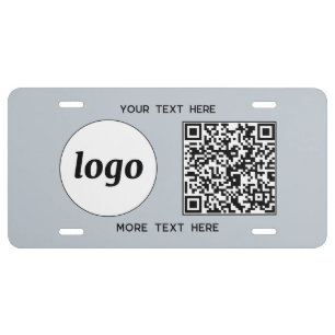 Logo QR Code Text Business Promotional Powder Blue License Plate