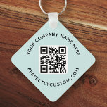 Logo, QR code text double sided light aqua blue Keychain<br><div class="desc">Light aqua blue,  double sided keychain with your custom logo,  QR code and custom text. Change fonts and font colors,  move and resize elements with the design tool.</div>