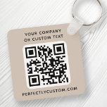 Logo, QR code text double sided light mocha brown Keychain<br><div class="desc">Double sided keychain with your custom logo,  QR code and custom text on a light mocha brown or custom color background. Change fonts and font colors,  move and resize elements with the design tool.</div>