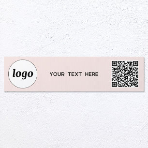 Logo QR Code Text Promotional Blush Pink Business Sign
