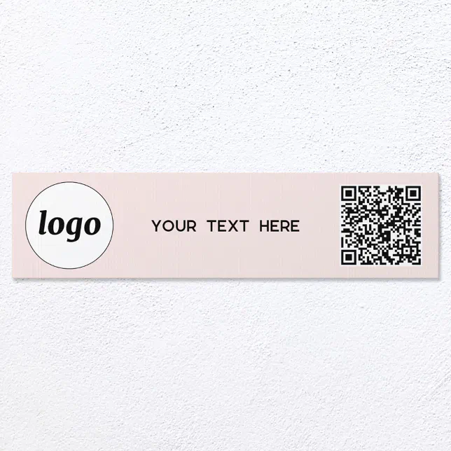 Logo QR Code Text Promotional Blush Pink Business Sign | Zazzle