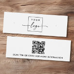 Logo QR code white stud earring display card<br><div class="desc">White or any color earring mini product display card with centered custom logo template and QR code on the back. The earring guides can be adjusted by adding and removing spaces in the template field,  and by moving the whole element in the design tool.</div>