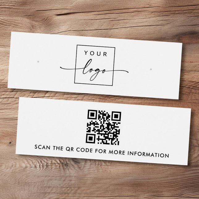 Logo QR code white stud earring display card (Logo QR code white stud earring display card)