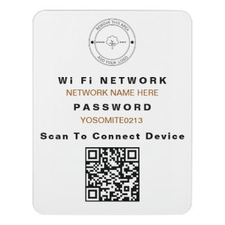 Logo QR Code Wifi Details Door Sign