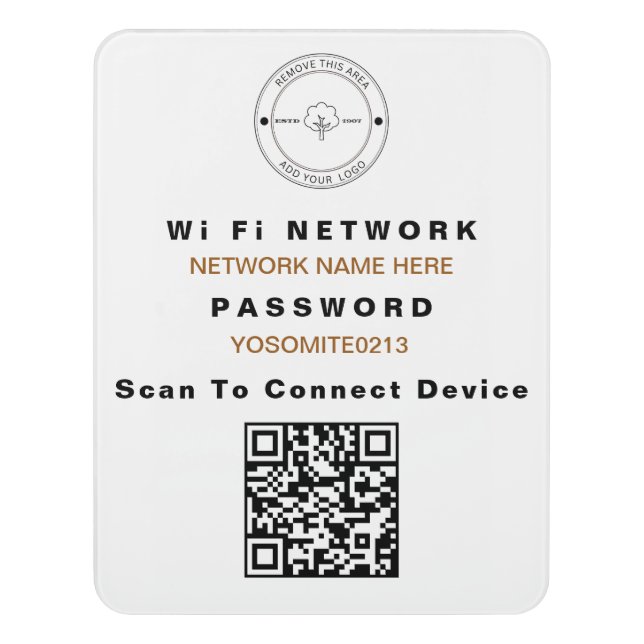 Logo QR Code Wifi Details Door Sign (Contemporary Vert)