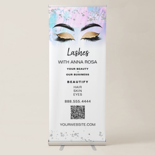 *~* LOGO QR Expo EYES BROW LASH Shop Store Salon Retractable Banner (Front)