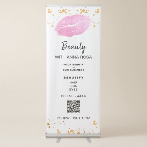  LOGO QR Expo Hot PINK LIPS Store Shop  Retract Retractable Banner