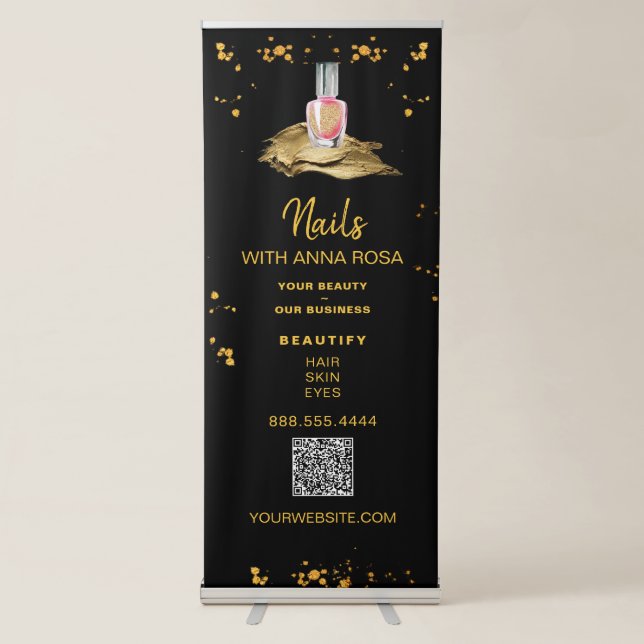 *~* LOGO QR Expo NAIL ART Shop Store Salon     Retractable Banner (Front)