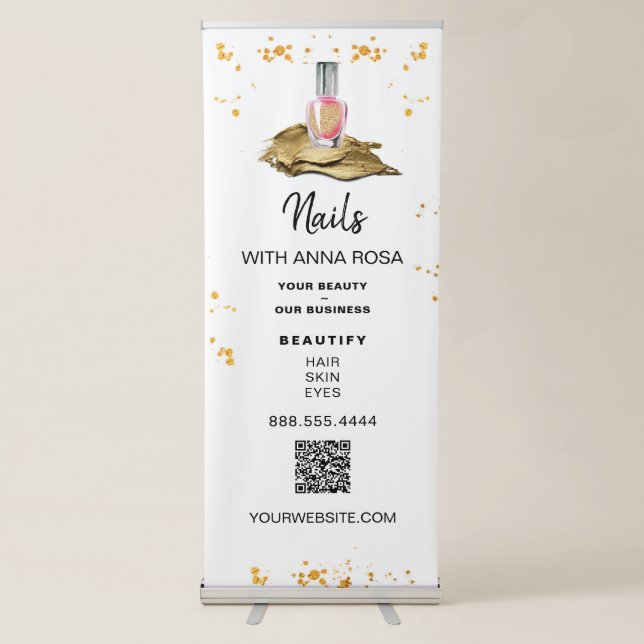 *~* LOGO QR Expo NAIL POLISH Gold Shop Store Salon Retractable Banner (Front)