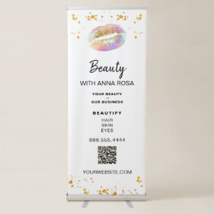 *~* LOGO QR Expo Pink Rainbow LIPS Store Shop Ret Retractable Banner