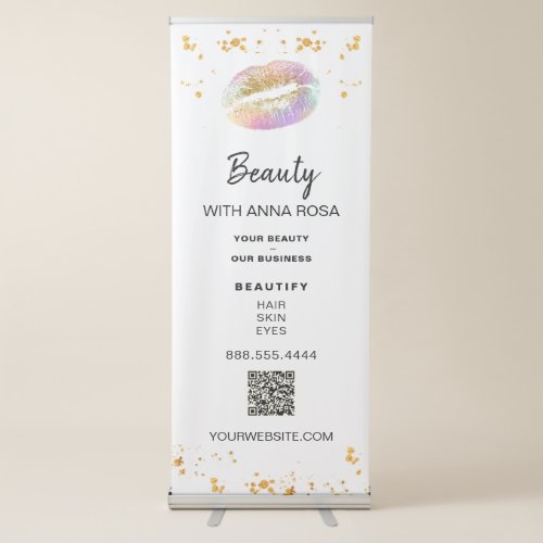  LOGO QR Expo Pink Rainbow LIPS  Store Shop Ret Retractable Banner