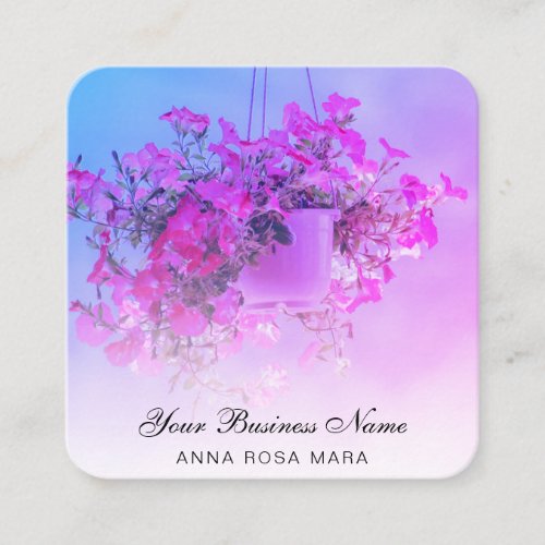  Logo QR Floral Flower Hanging NEON Petunia Pot Square Business Card