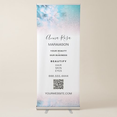  LOGO QR  Floral Ombre Flowers Store Shop Retractable Banner