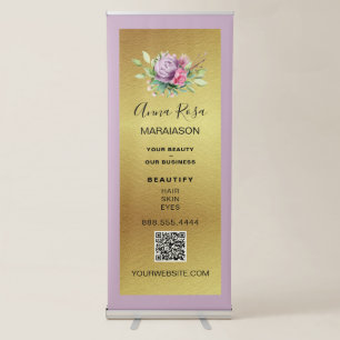 *~* LOGO QR Lavender Gold Foil Store Shop Expo Retractable Banner