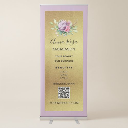  LOGO QR Lavender  Gold Foil Store Shop  Expo Retractable Banner