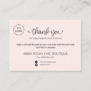 *~* Logo QR   Minimal Simple Thank You Branding Enclosure Card