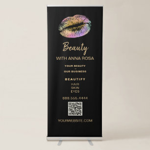 *~* LOGO QR Pink Rainbow LIPS Store Shop Expo Re Retractable Banner