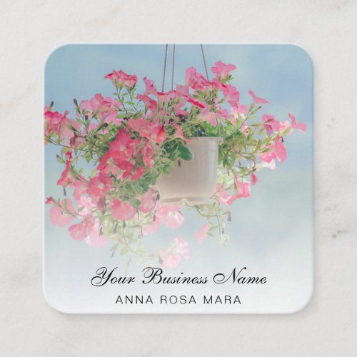  Logo QR Rose Floral Flower Hanging Petunia Pot Square Business Card