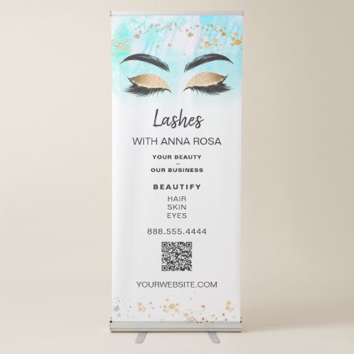  LOGO QR Spa Expo EYES BROW LASH Shop Salon   Retractable Banner