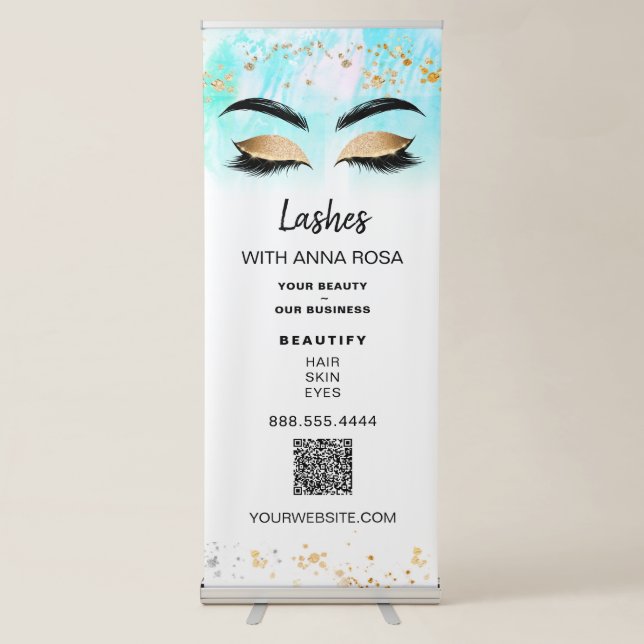 *~* LOGO QR Spa Expo EYES BROW LASH Shop Salon   Retractable Banner (Front)