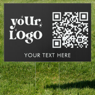 Logo QR Text Promotional Business Outdoor Black Sign