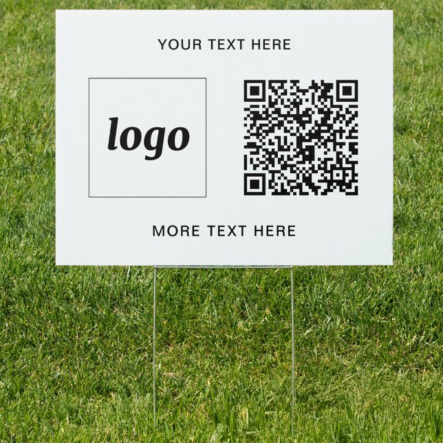 Logo QR Text Promotional Business Outdoor Sign (Simple logo with custom text and QR code business branding promotional outdoor sign)