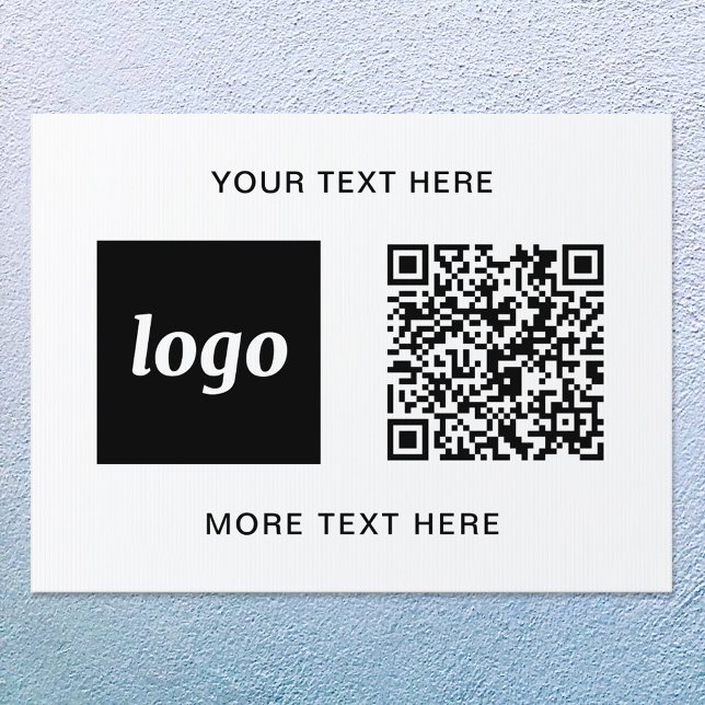 Logo QR Text Promotional Business Sign (Logo with QR code and custom text promotional business indoor or outdoor sign)