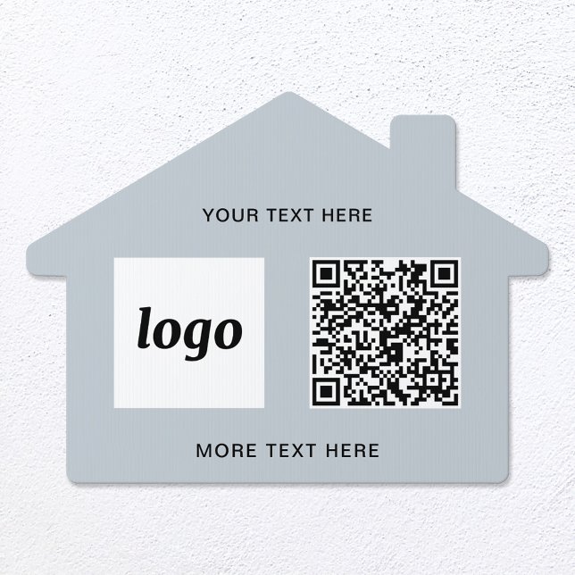 Logo QR Text Promotional Business Sign (Logo with QR code and custom text promotional business indoor or outdoor house shaped sign)