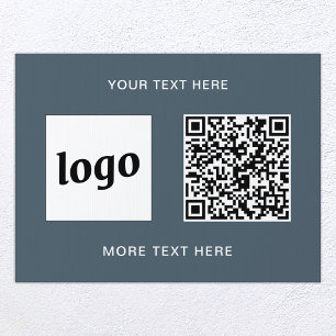 Logo QR Text Promotional Charcoal Gray Business Sign
