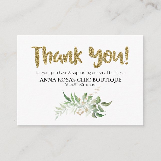 *~* LOGO QR THANK YOU Review BOTANICAL FOLIAGE AP8 Enclosure Card (Front)