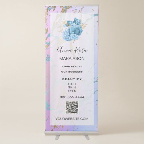  LOGO QR Turquoise Gold  Marble Store Shop Retractable Banner