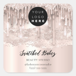 Logo QRCode Online Shop Strokes Rose Drips Square Sticker