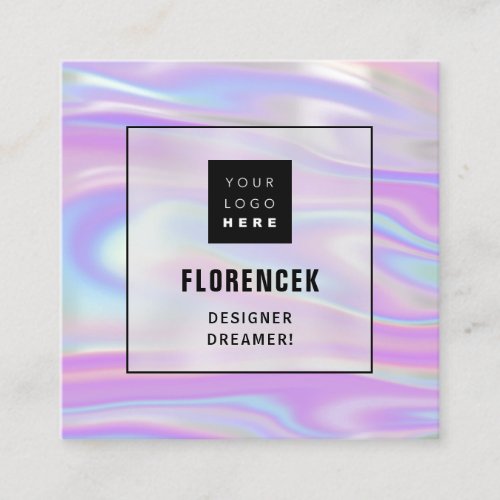 Logo QRCODE Shop Professional Ombre Holographic Square Business Card