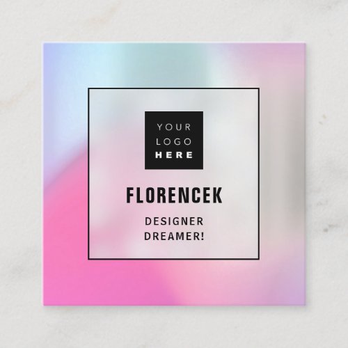 Logo QRCODE Shop Professional Ombre Pink Pastel Square Business Card