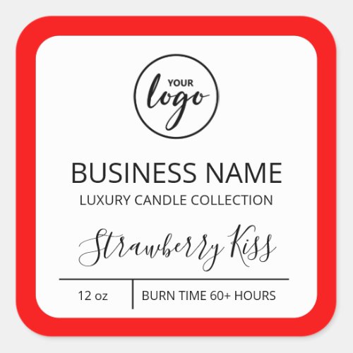 Logo Red Border Soy Candle Label