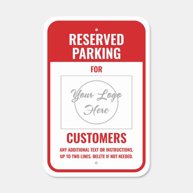 Logo Red Reserved Parking for Customers Metal Sign (Front)