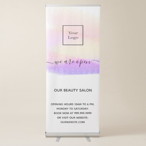 Logo reopening beauty salon light white pastel retractable banner