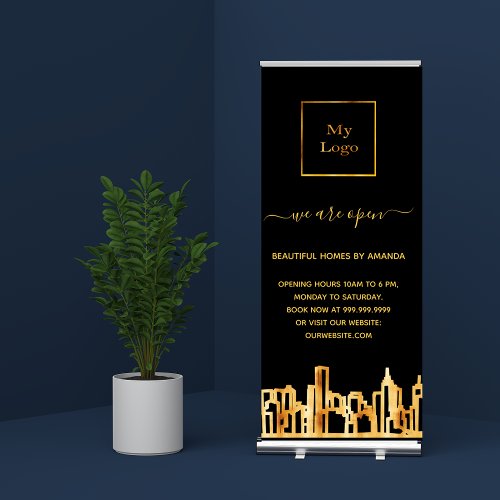 Logo reopening business city home cleaning service retractable banner