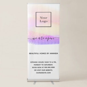 Logo reopening white pastels interior designer retractable banner