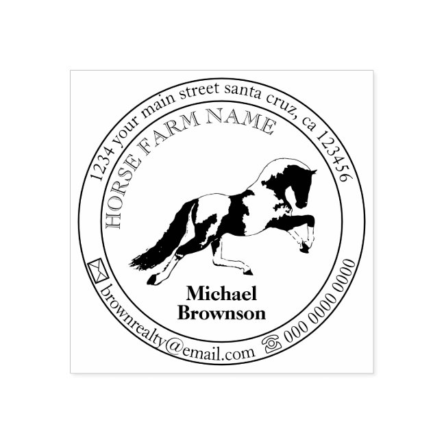 Logo Representing Running Horse Rubber Stamp